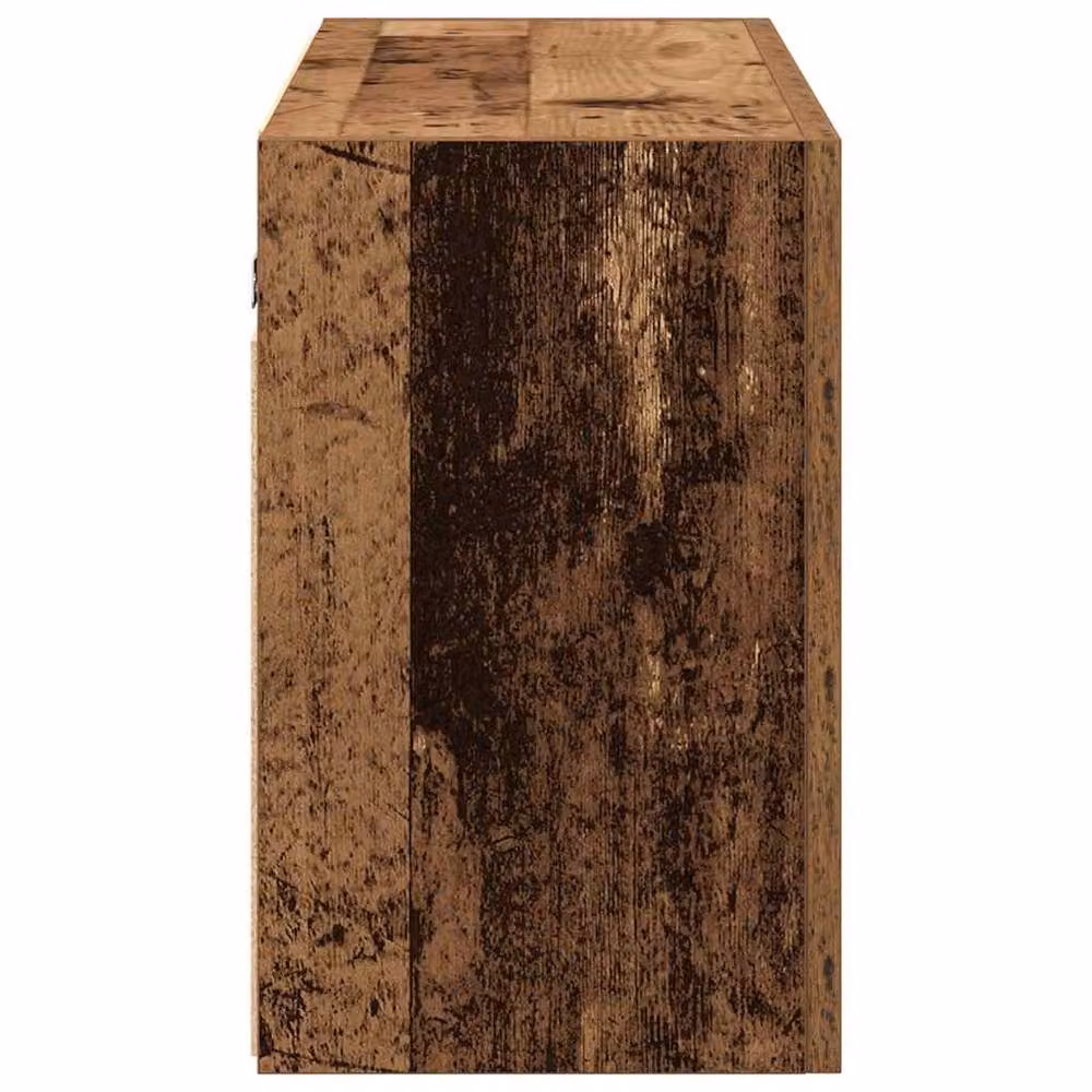 Berkfield Home Brown Old Wood Wall Mounted Bathroom Cabinet with Hinged Doors and Open Shelf, W: 100 cm, D: 25 cm, H: 40 cm – 4