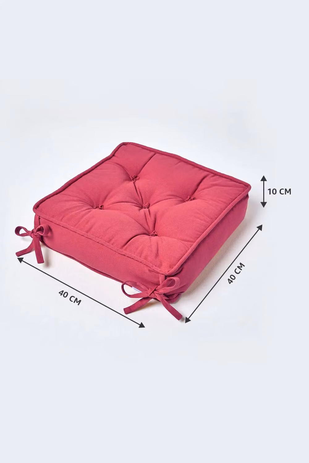 Homescapes Red Cotton Dining Chair Booster Cushion, W/D: 40 x 40 cm, H: 10 cm – 2