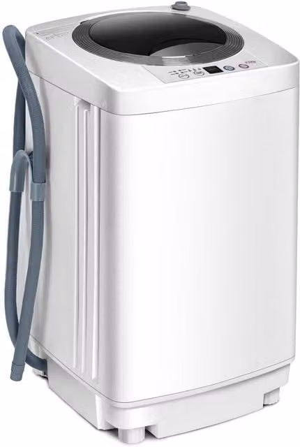 Costway 2-in-1 Portable Compact Full-Automatic Top Loader Washing Machine and Spinner, 3.5kg Load, White – 1