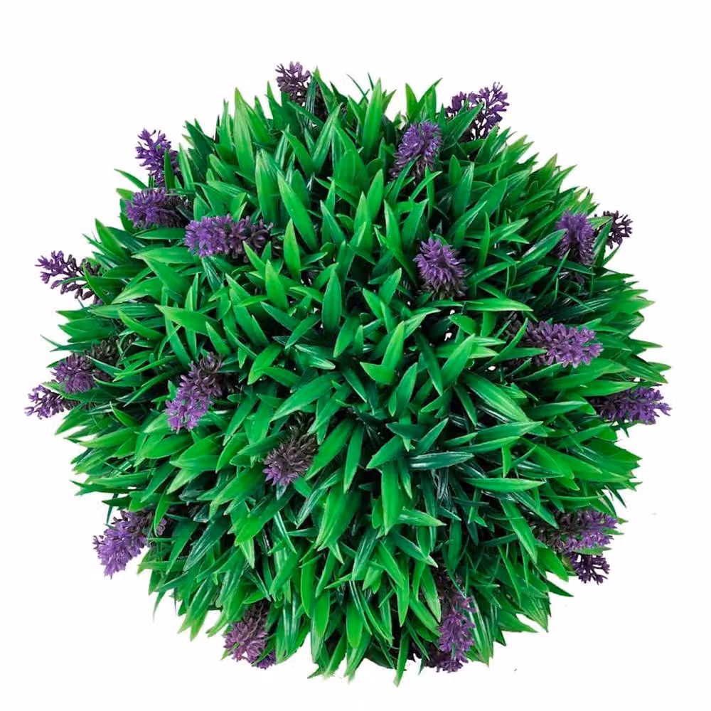 Berkfield Home Set of 2 Artificial Green Boxwood Balls with Purple Lavender, Height: 30 cm – 3