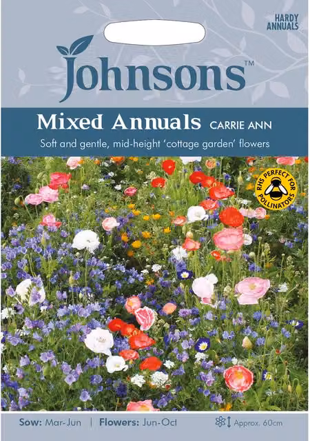 Johnsons Carrie Ann Mixed Annuals Multicolour Flower Seeds