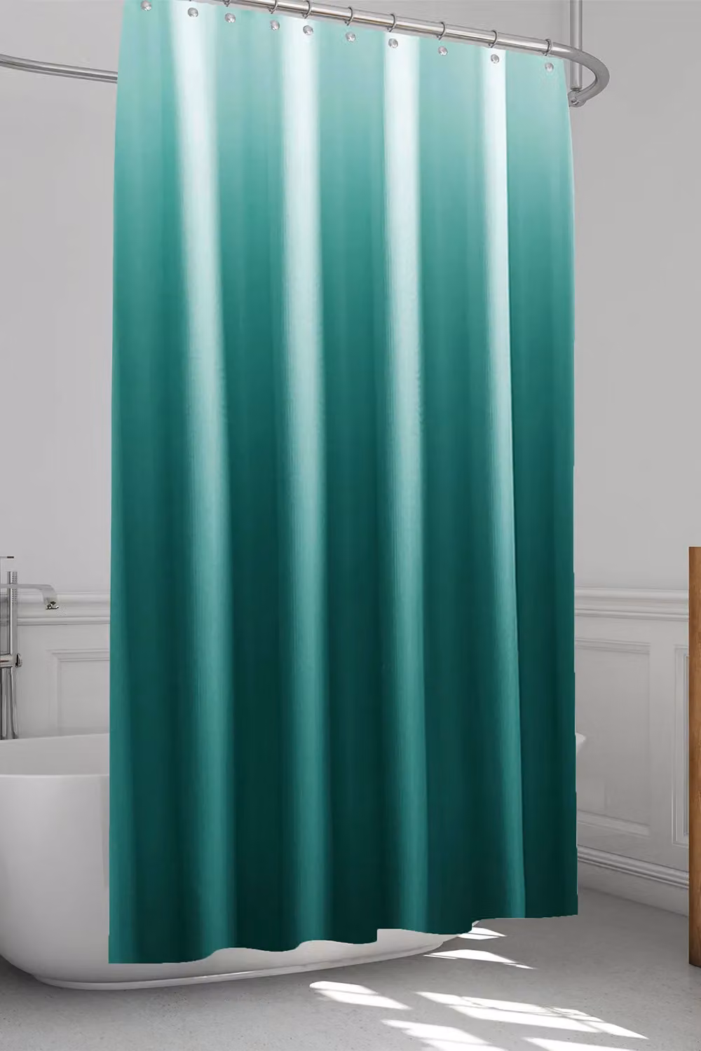 Neel Blue Gradient Colour Waterproof Bathroom Shower Curtain in Blue and Green with 12 Hooks, W/D/H: 180 x 180 x 180 cm – 6