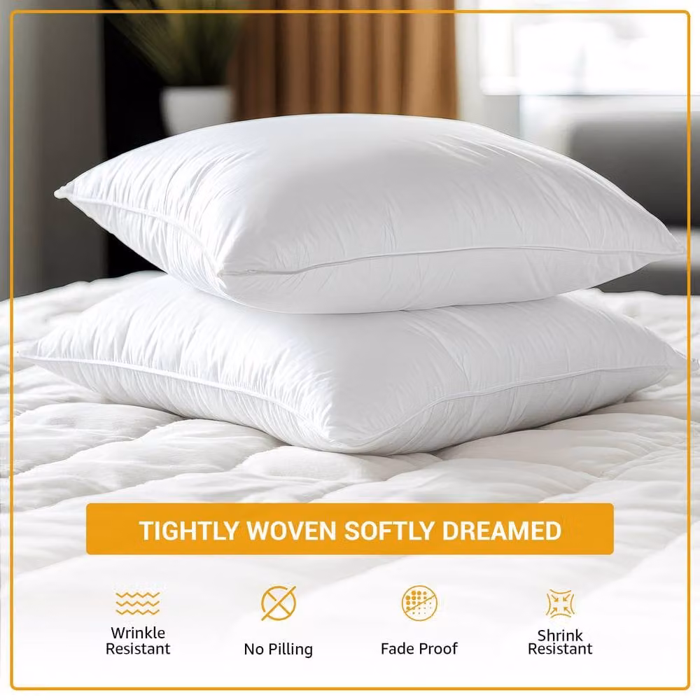 Grace 100% Egyptian Cotton Pack of 2 White Standard Pillowcases with Envelope Closure – 2