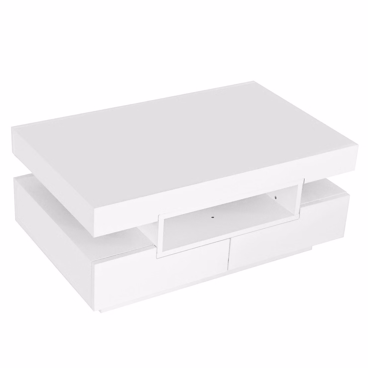 Aosom UK White High-Gloss Coffee Table with LED Lighting and 4 Drawers, W: 80 cm, D: 50 cm, H: 36 cm – 2