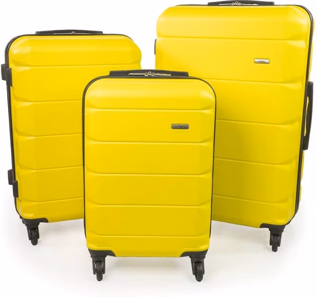A2B Exodus 3-Piece Hard Sided Suitcase Set in Bright Yellow with 4 Wheels