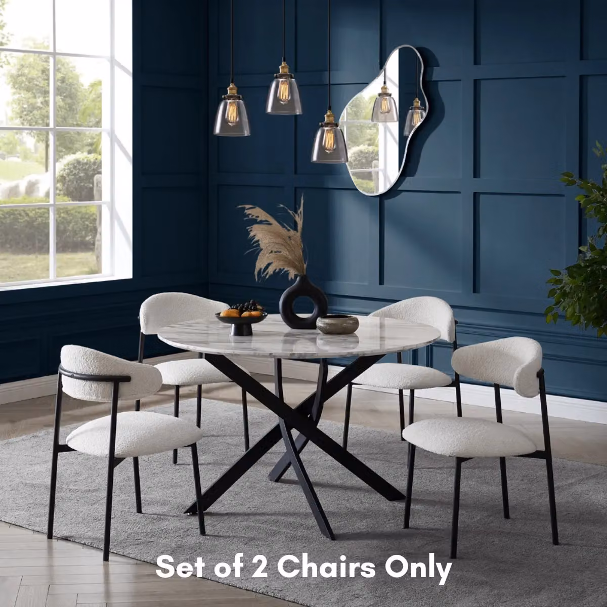 Home Detail Emerson Bouclé Dining Chair Set of 2 in White – 2