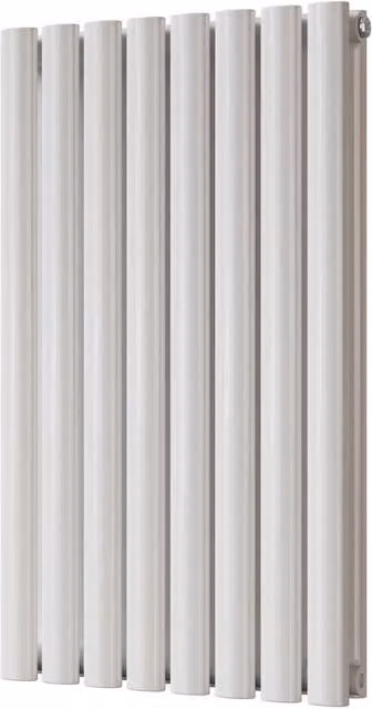 UK Radiators Omeara White Elliptical Tube Horizontal Designer Radiator, W: 46.4 cm, H: 80.0 cm