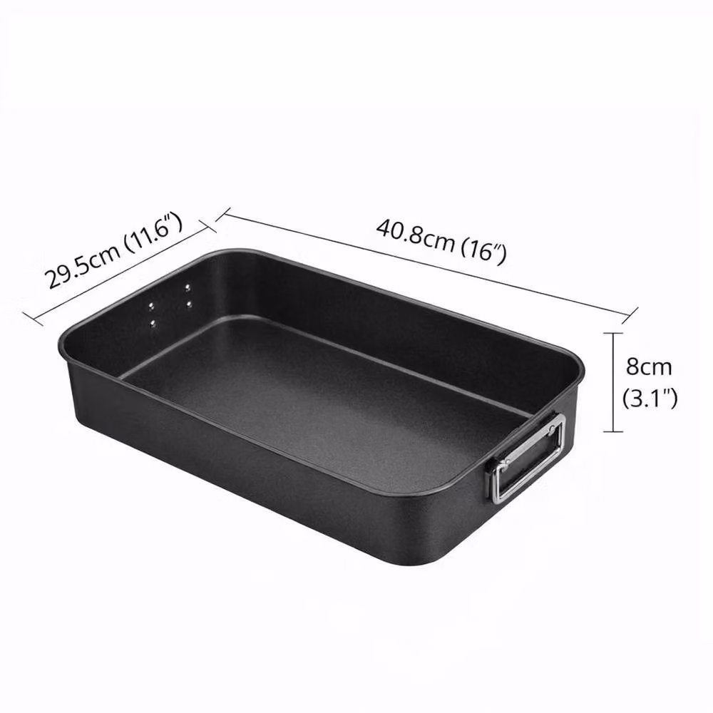 EONLION Non-Stick Rectangular Deep Roasting Tin, Black, Width: 100 cm – 2