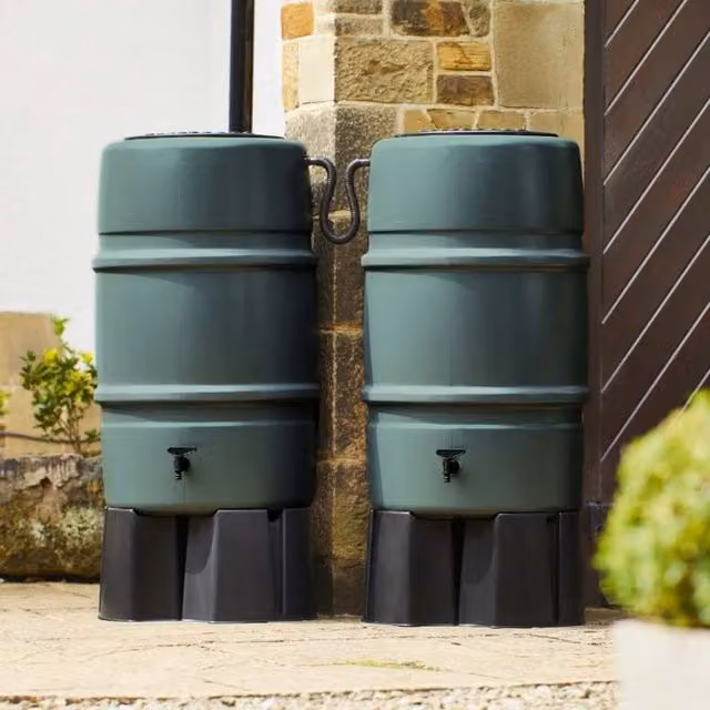Harcostar Green Double Rain Barrel Kit, 227 Litre