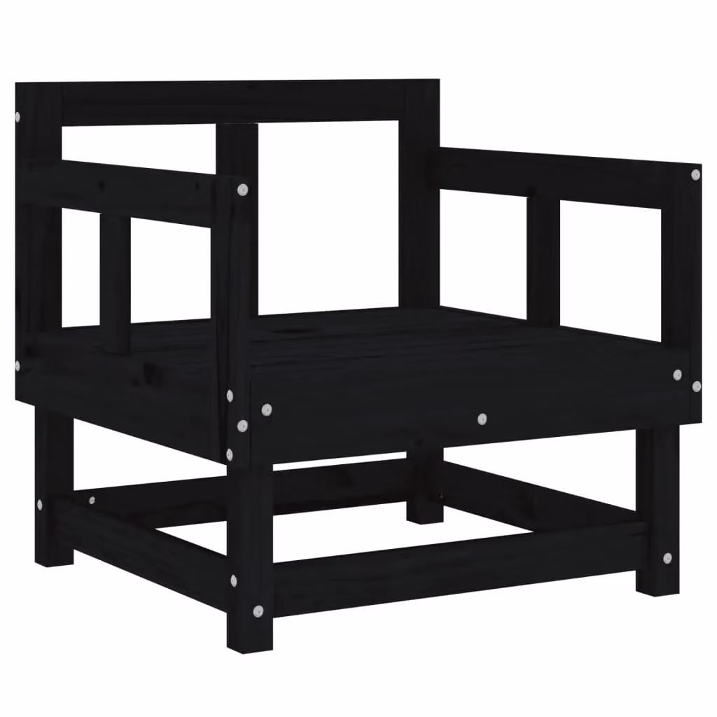 Berkfield Home Set of 2 Rustic Black Solid Pine Wood Garden Chairs – 3