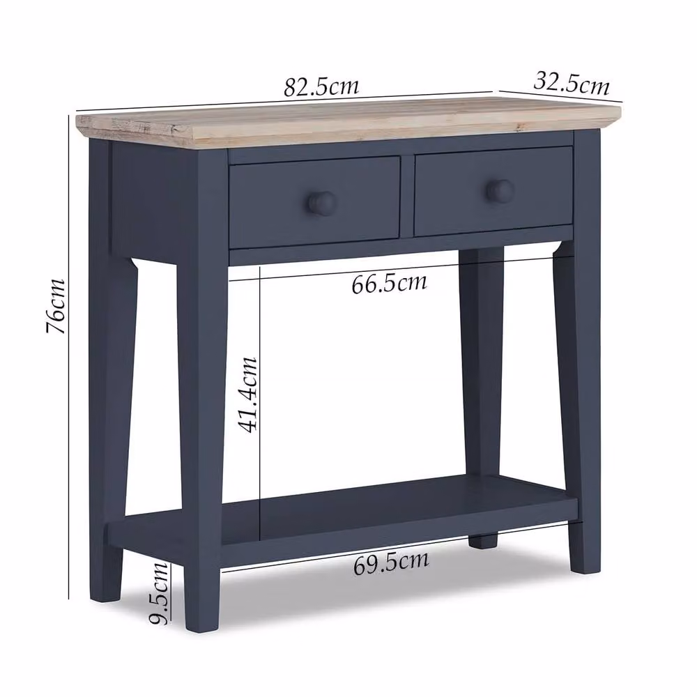Statement Furniture Florence Console Table in Blue with 2 Drawers, W/D/H: 76.0 x 32.5 x 82.5 cm – 3