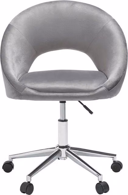 netfurniture Pylar Art Deco Office Chair in Grey Velvet with Silver Metal Frame