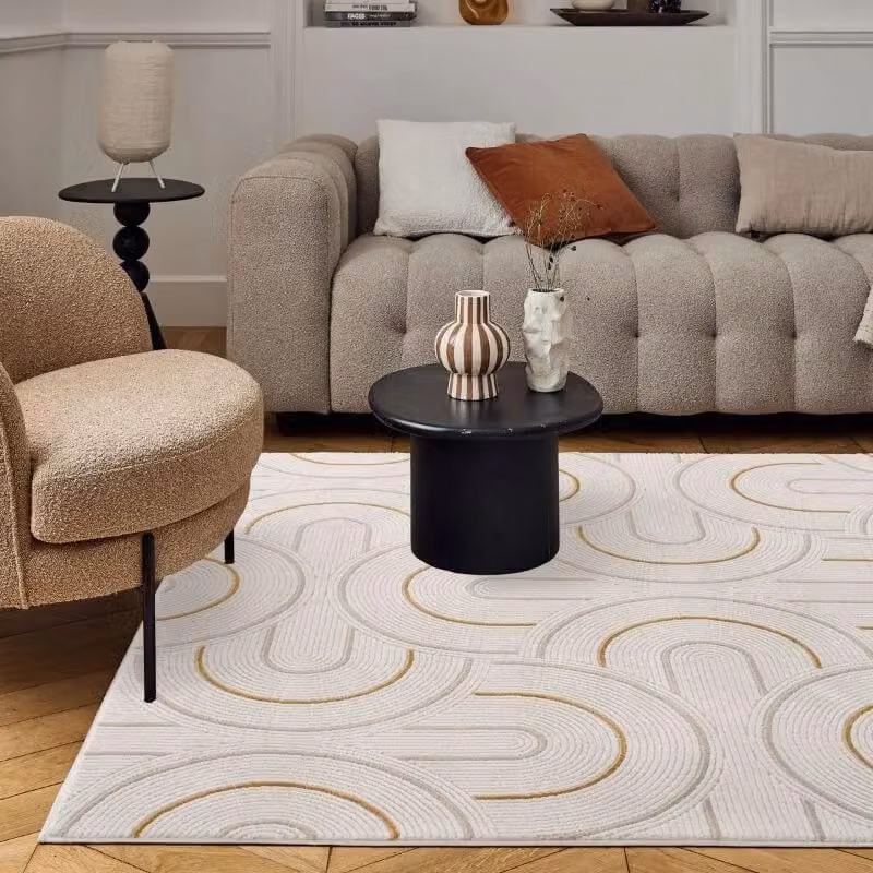 THE RUGS Carmel Modern Gold Arch Design Soft Pile Area Rug, W: 200 cm, L: 290 cm – 4