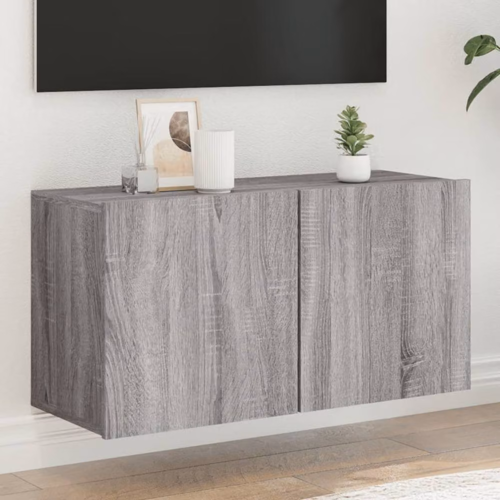 Berkfield Home Wall-mounted TV Cabinet in Grey Sonoma, W/D/H: 80 x 30 x 41 cm – 2
