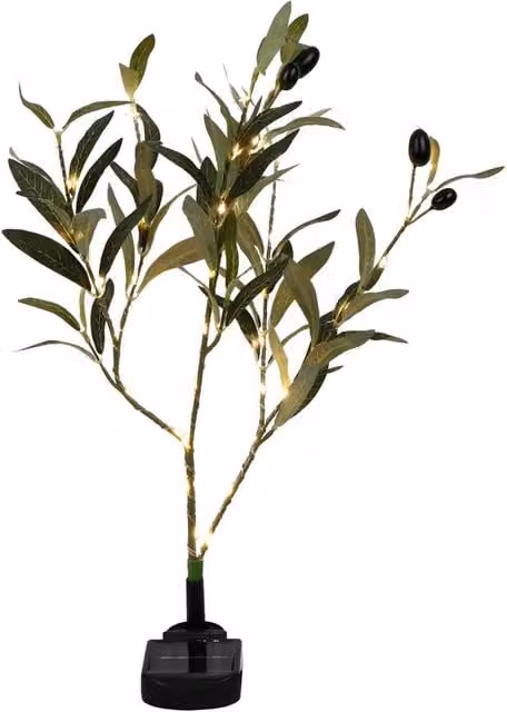 Gardenwize Solar Olive Tree Stake Light with Warm White LED in Green – 1