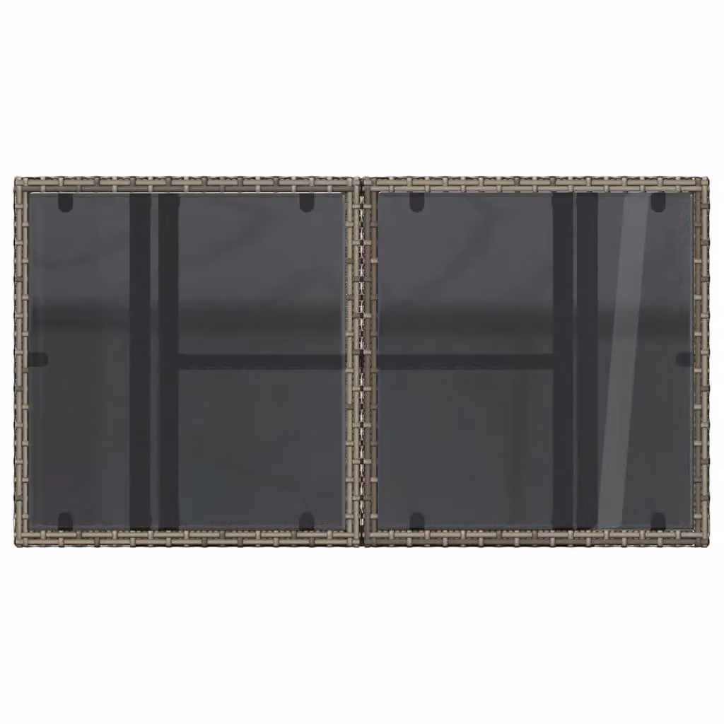 Berkfield Home Grey Poly Rattan Garden Table with Glass Top, W/D/H: 100 x 55 x 73 cm – 3