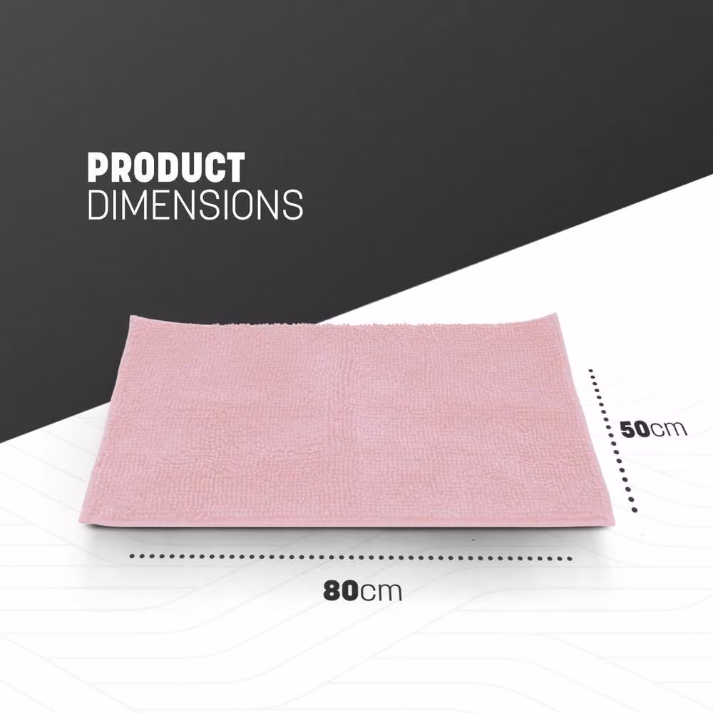 Keplin Non-Slip Microfibre Bath and Toilet Mat, Pink, W: 50 cm, D: 80 cm – 2