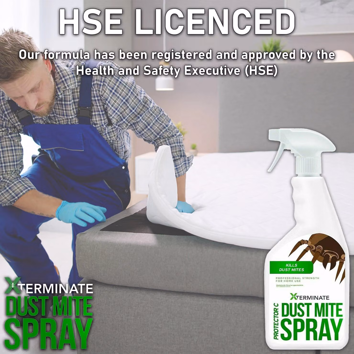Xterminate Dust Mite Killer Spray, 1 x 1L, White – 3