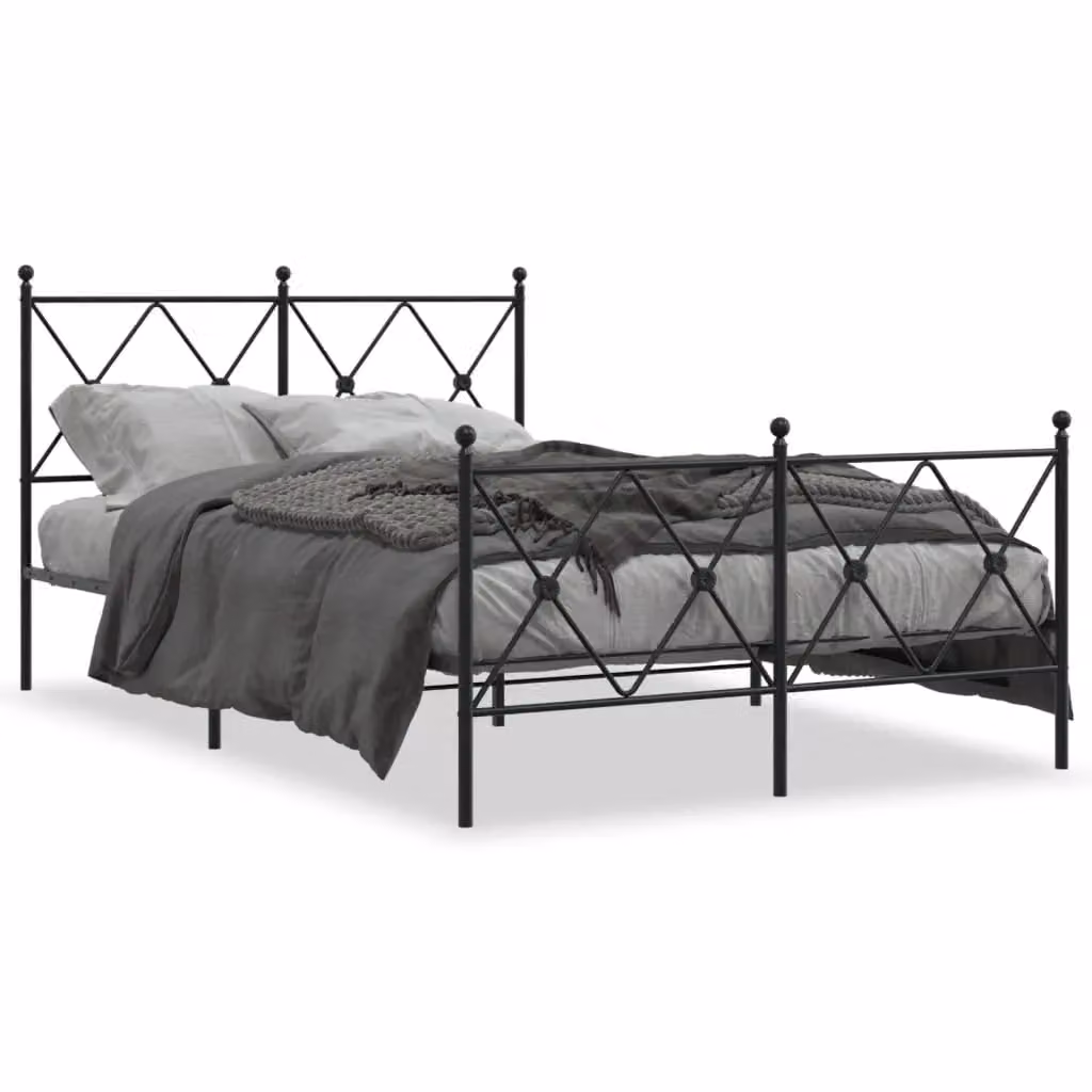 Berkfield Home Metal Bed Frame with Footboard, Black, W/D/H: 120 x 190 cm – 2