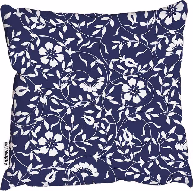 Andrew Lee Blue and White Floral Square Cushion, 60 x 60 cm