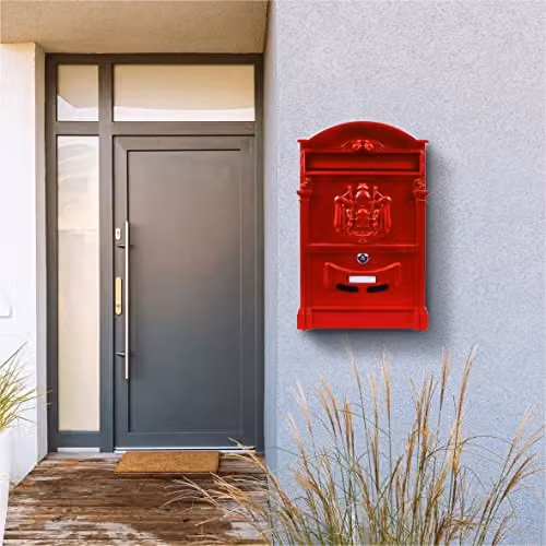 St Helens Home & Garden Wall Mounted Lockable Red Letterbox for Letters, Catalogues and Newspapers – 3