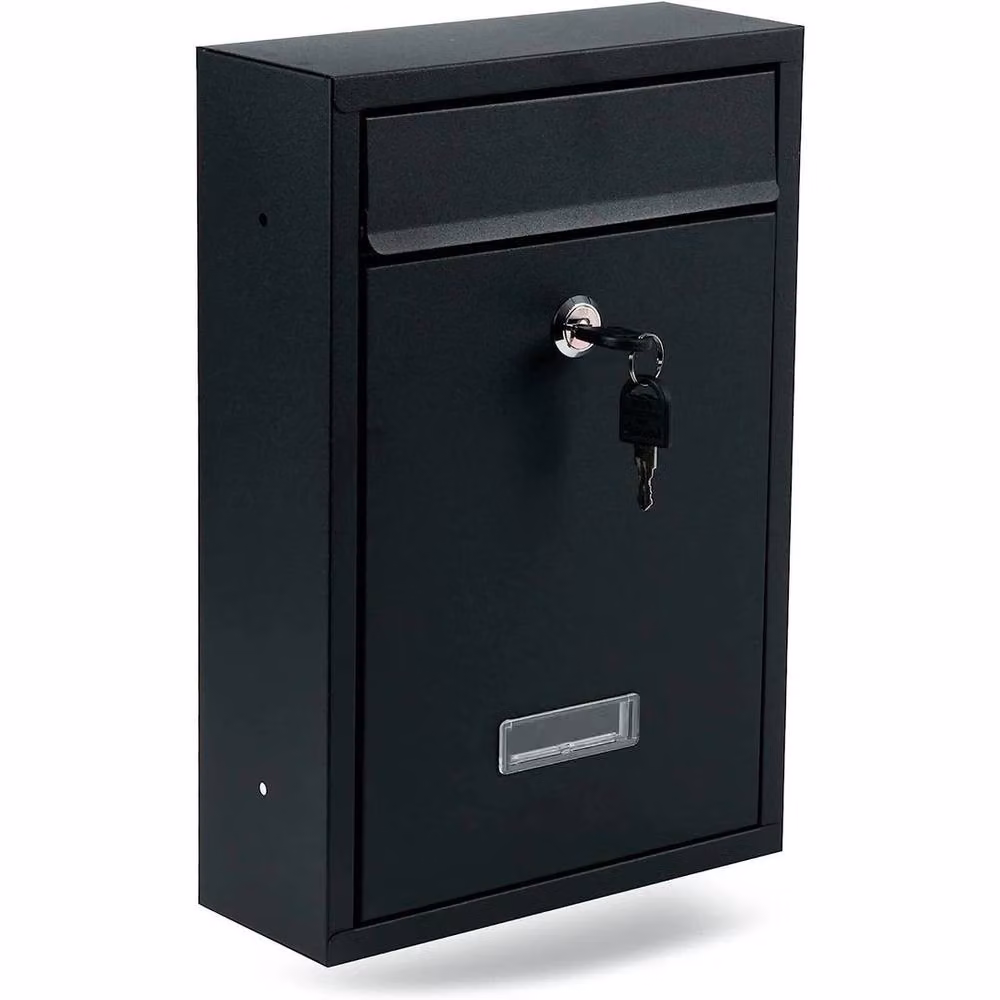 FLAVORA Lockable Wall Mounted Metal Letterbox in Black – 2