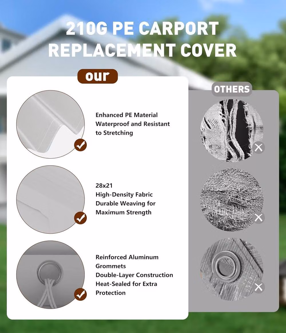 London Boutique White HDPE Canopy Replacement Cover for Garage Top Tent Shelter, W: 610 cm, D: 305 cm – 2
