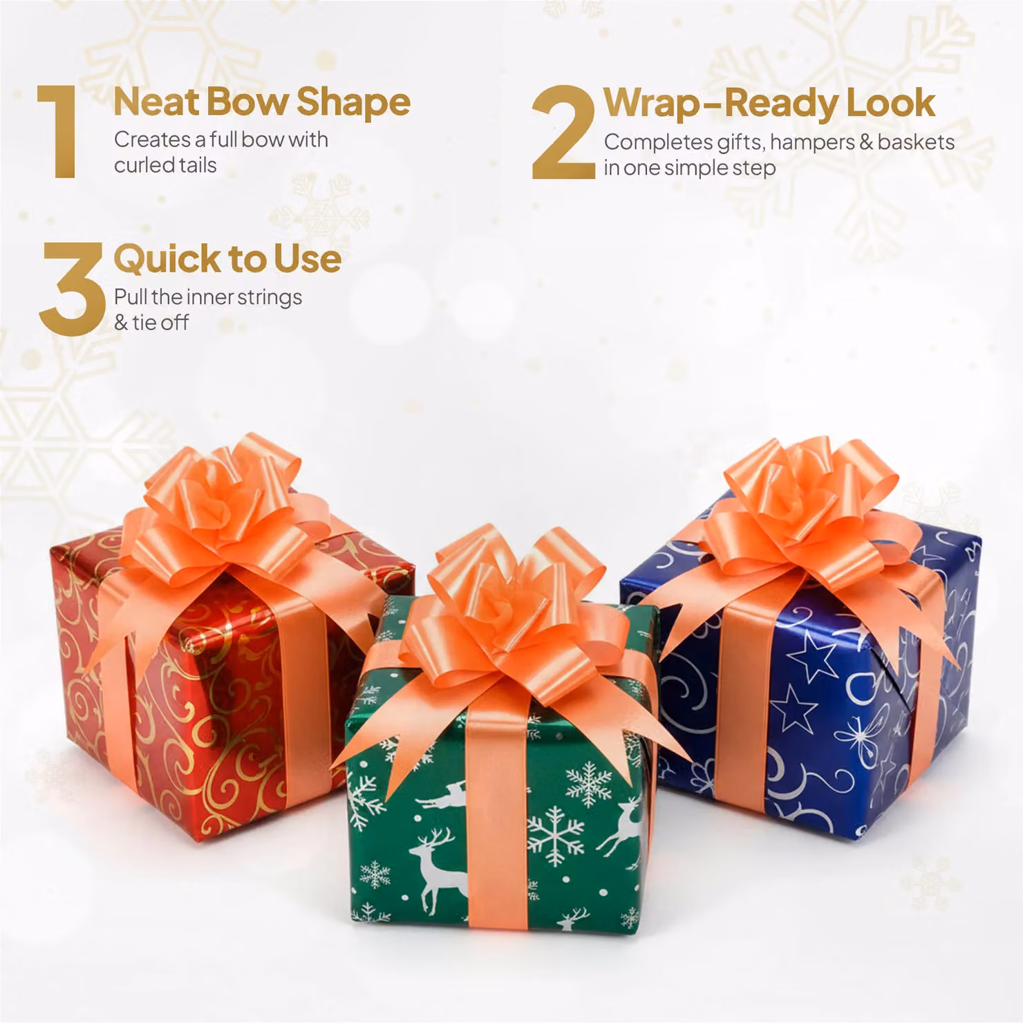 Shatchi 20pcs Orange Plastic Pull Bows for Gift Wrap and Hampers, Diameter: 3 cm – 3