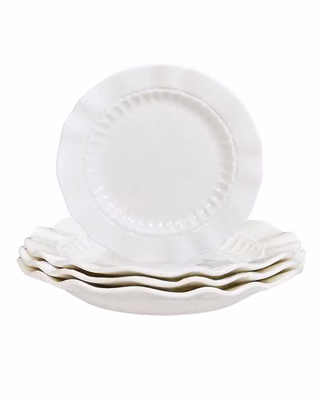 Dibor Palais Royal White Bone China Dinner Side Plates, Set of 4, Diameter: 22 cm – 2