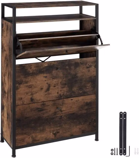 tectake Buffalo Industrial Shoe Rack in Dark Brown and Black – 1