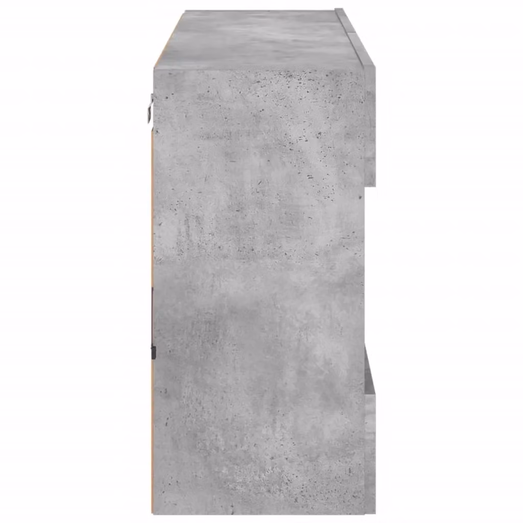 Berkfield Home Modern Wall Mounted TV Cabinet with Integrated LED Lights and Internal Shelves in Matt Concrete Grey, W: 98.5 cm, D: 30 cm, H: 60.5 cm – 4