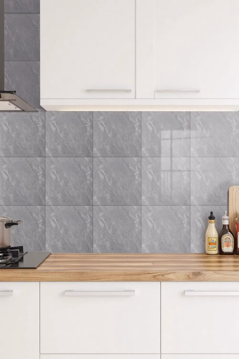 Living and Home 10pcs Self-Adhesive Earl Grey Marble PVC Wallpapers, Dark Grey, W/D/H: 40 x 40 x 40 cm – 2