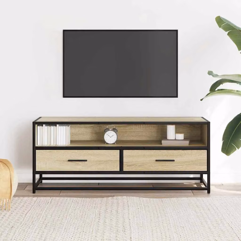 Berkfield Home Industrial TV Cabinet in Sonoma Oak and Brown, W/D/H: 100 x 34.5 x 40 cm – 3