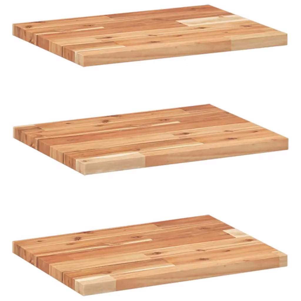 Berkfield Home Set of 3 Floating Acacia Wood Shelves, Brown Oil Finish, W: 40 cm, D: 30 cm, H: 2 cm