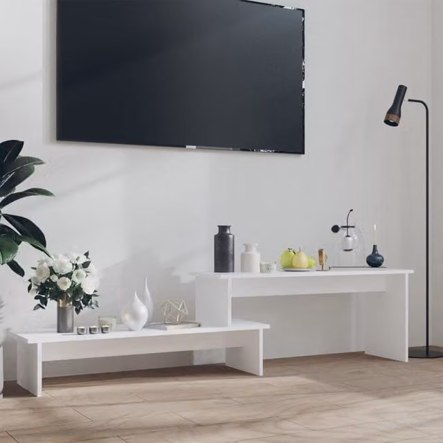 Berkfield Home White TV Cabinet with Adjustable Shelves, W/D/H: 180 x 30 x 43 cm – 1
