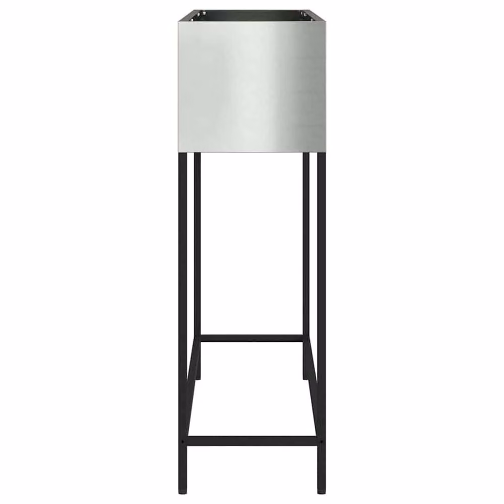Berkfield Home Raised Garden Planter in Silver Galvanised Steel, W: 100 cm, D: 26 cm, H: 82 cm – 4