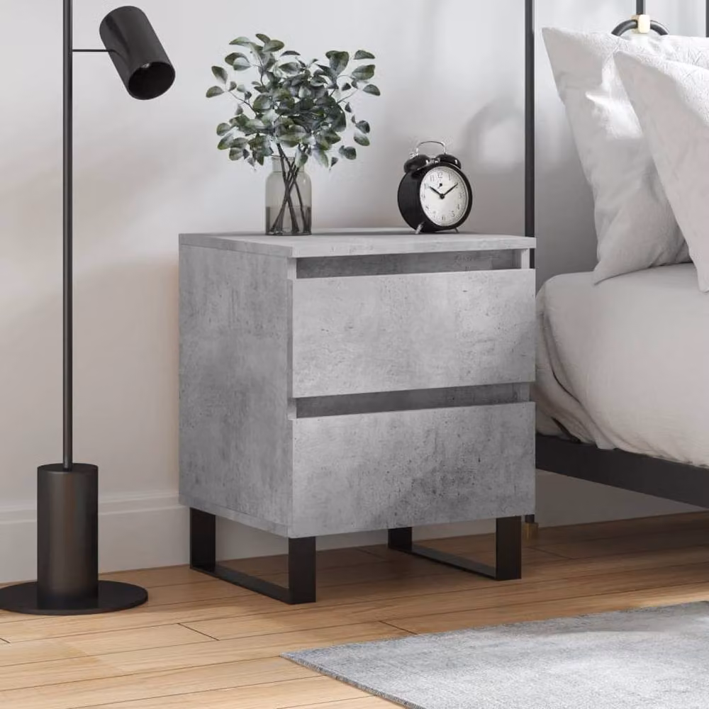 Berkfield Home Bedside Cabinet in Concrete Grey, W/D/H: 40 x 35 x 50 cm – 2