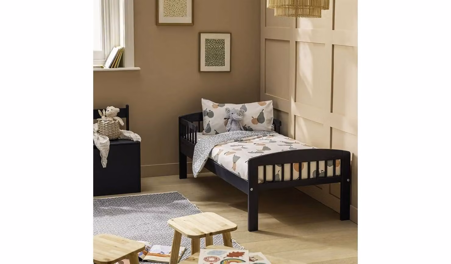 Jesse Toddler Bed Frame in Ink Blue, Solid Pine Wood Furniture for Childrens Bedrooms