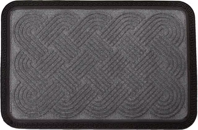 Roseley Grey Celtic Knot Decorative Door Mat, Washable and Weatherproof Rectangular Polypropylene and Rubber Mat