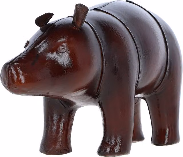 Ashwood Leather Brown Rustic Organic Leather Bear Tabletop Ornament