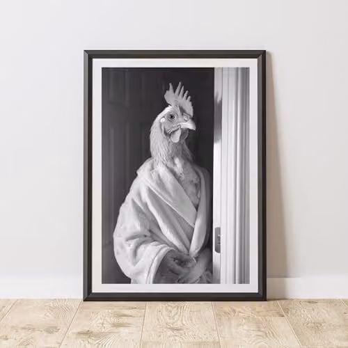 60 Second Makeover Chicken Bathrobe Animal Print Paper Poster, W: 21.0 cm, H: 29.7 cm