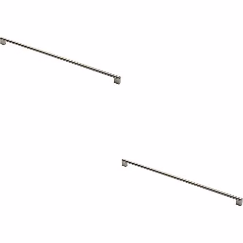 Loops 2 Pack Round Bar Pull Handles in Brushed Satin Nickel and Stainless Steel, W: 64.8 cm, D: 1.4 cm, Fixing Centres: 60.8 cm