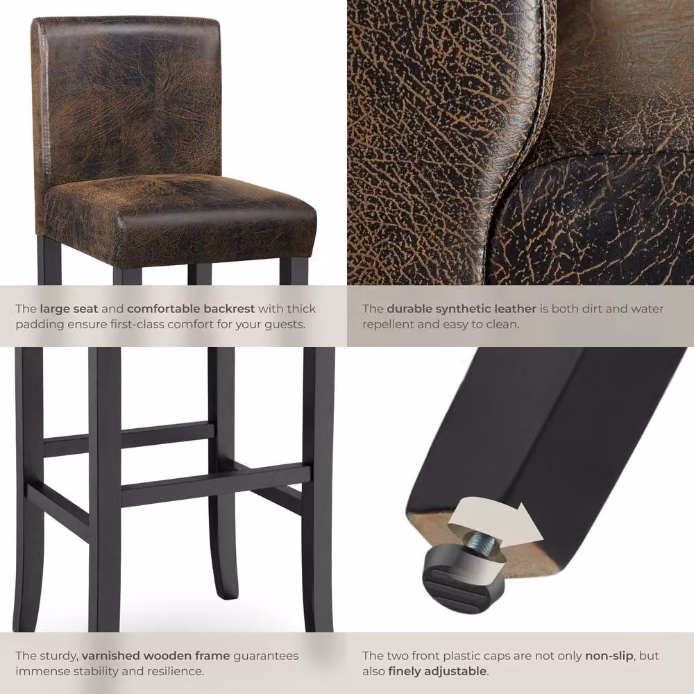 tectake Dover Bar Stool Set of 4 in Antique Brown and Black – 5