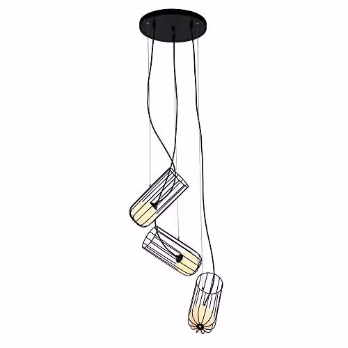Netlighting Modern Suspended Pendant Light with Black and White Cylinder Shades, 3 x G9
