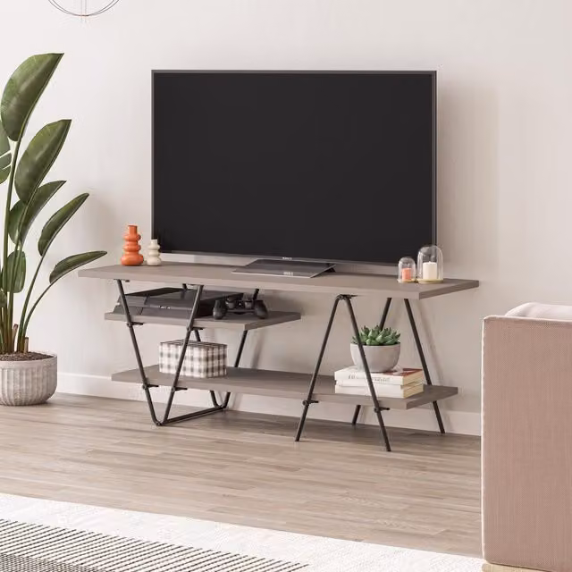 FWStyle Modern 3 Tier TV Unit Stand in Mocha Grey