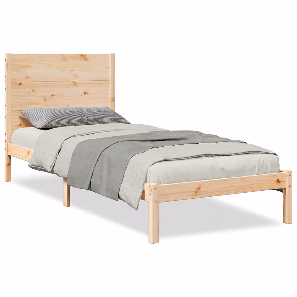 Berkfield Home Extra Long Solid Wood Bed Frame in Brown, W: 90 cm, L: 210 cm – 2