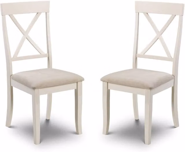 Cheshire Bromley Elegant Dining Chairs - Set of 2 in Beige and White Fabric – 1