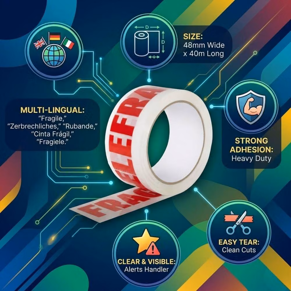 Bedsland Fragile Packing Tape in Transparent, 48 mm x 40 m – 2