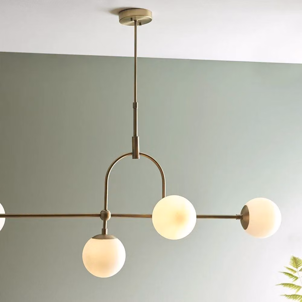 Netlighting COSENZA Dimmable 5 Light Glass Ceiling Pendant in Yellow and Gold/Brass – 3