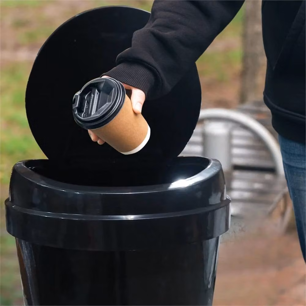 PAWNORA 60L Plastic Swing Top Bin in Black – 2